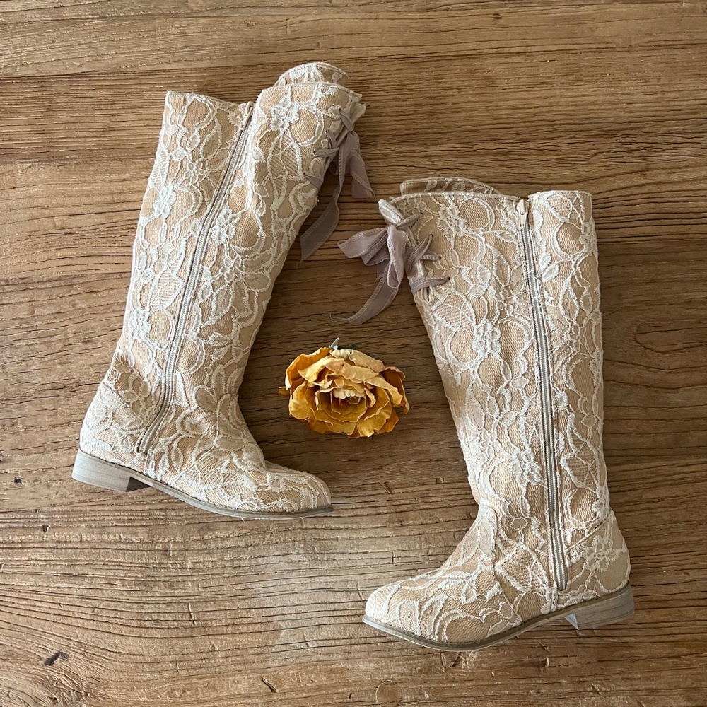 NWOT Joyfolie Lacey Boot in Rose, Wedding, Flower Girl Shoes Boots - Picture 4 of 13